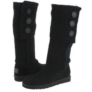 LIKE NEW UGG Black Knit Button Boots